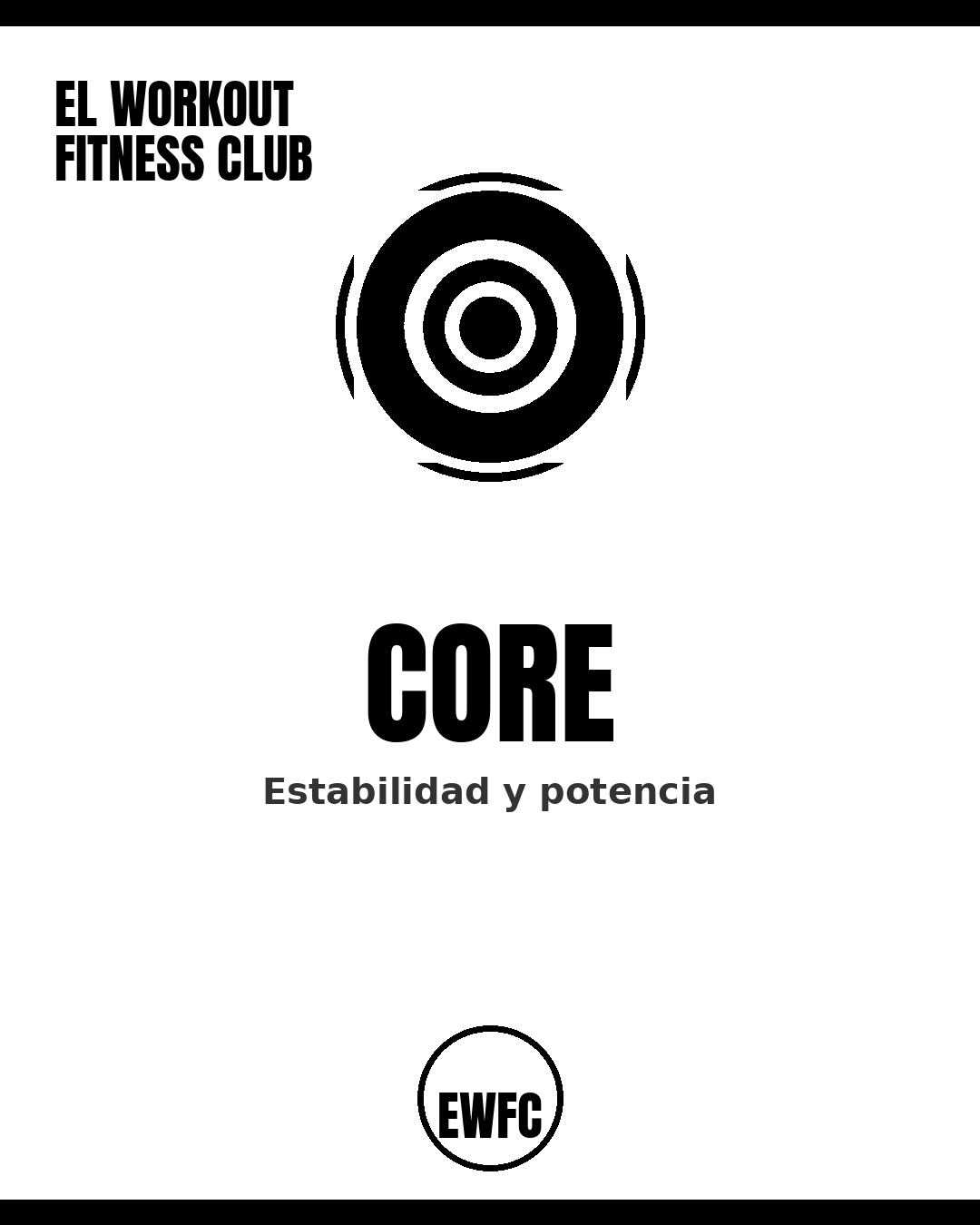 Core program cover — black target icon in a circle on white, El Workout Fitness Club